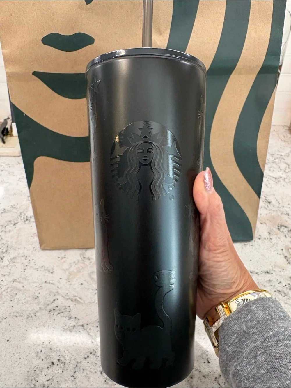 Starbucks Black Cat Tumbler Glow in the Dark 2026 Halloween SS Tumbler. NWT.HTF